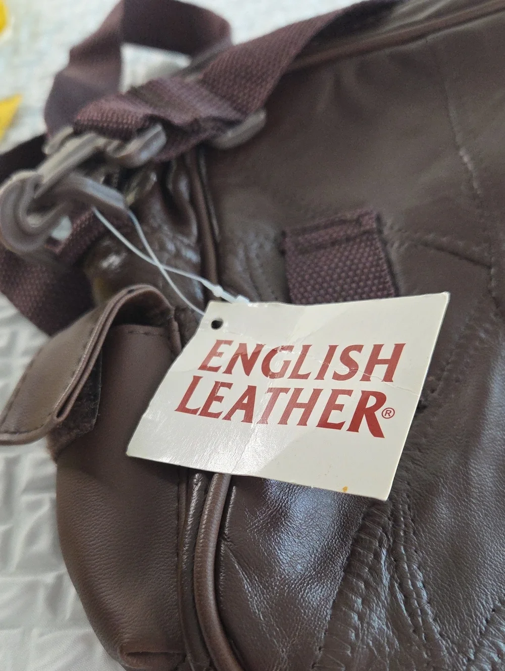 Crossbody MENS SLING BAG.Brown. English Leather PVC. RAIN RESISTANT